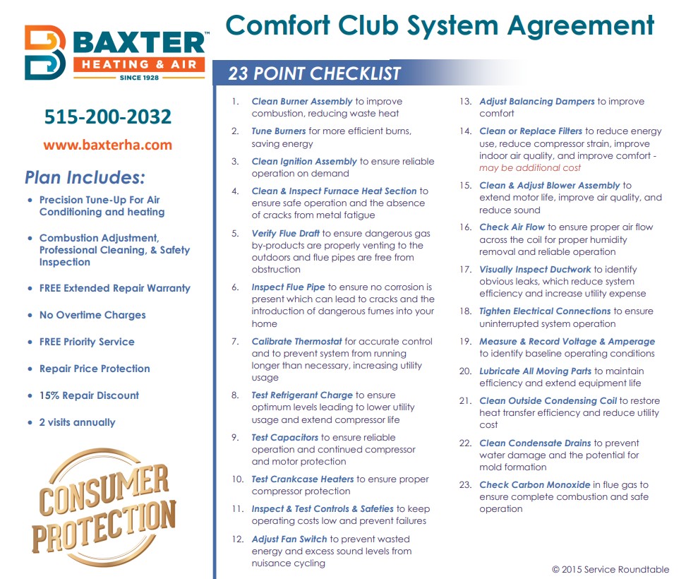 Sign up for our AC maintenace plan in Colfax IA to ensure your home stays comfortable.
